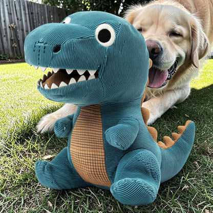 Ghylx Tough Plush Dog Toy for Aggressive Chewers - Indestructible Squeaky Dinosaur Toy with Reinforced Seams - Heavy Duty Chew Toy for Large Breeds - Teal