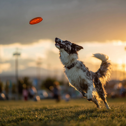Ghylx Natural Rubber Dog Frisbee Toy - 2-in-1 Treat Dispensing Flying Disc & IQ Brain Training Toy - Floating Water Toy for Fetch & Dental Clean - Orange